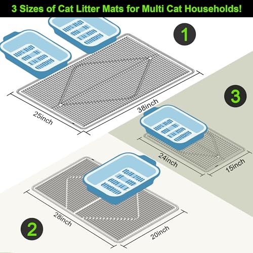 Image of Mofason Cat Litter Mat XXL, Pearl Waterproof Litter Box Mats Extra Large | Washable 38 inchx25 inch silicone kitty litter box mat for floor; jumbo extra large pet trapping rug pad, cat litter matt easy clean