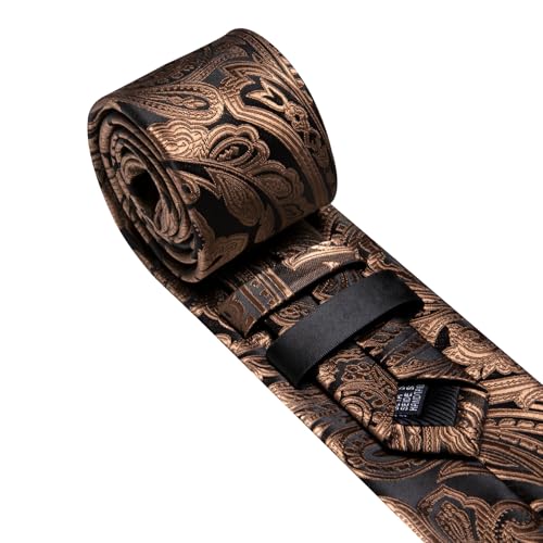 Image of Barry.Wang Men Tie Set Paisley Silk Necktie Pocket Square Cufflinks Formal Wedding Business Party