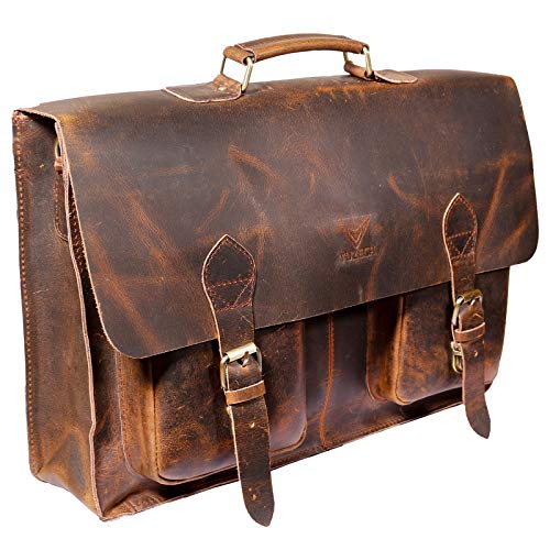 Vintage Handmade Leather Messenger Bag Laptop Briefcase Computer Satchel Bag for Men (18 Inches)