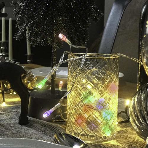 Guirlande lumineuse LED multicolore extérieure 40 lampes câble transparent Hellum - 2