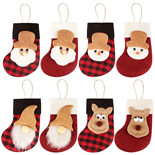 Fangoo 8 Piezas Mini Medias de Navidad Adornos para Medias de árbol de Navidad Adornos de Navidad para Colgar Medias Adornos para árbol de Navidad Decoración de Fiesta Jardín Decoración del hogar Cover