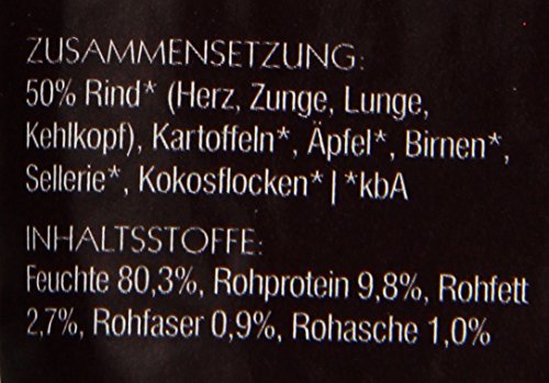 Herrmanns Rind Menu 1 mit Kartoffel, Apfel, Birne, Sellerie, Kokosflocken 130g Bio Hundefutter, 12er Pack (12 x 130 g)