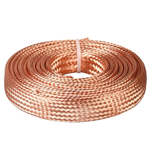 Copper Wire for Jewelry Making, Flat Braided Ground Strap Wires, Length 2 Meters for Automotive, Industrial, Electronics, Machinery, Aerospace(1.5 Square)
