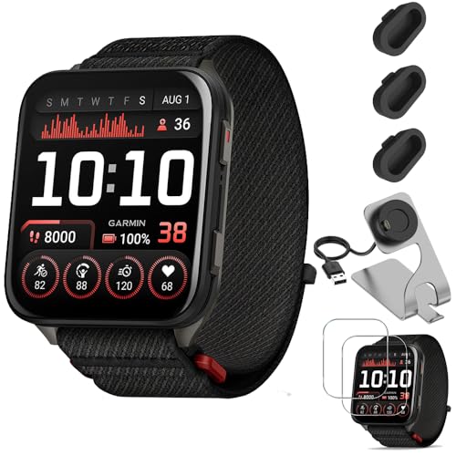 Garmin Venu X1 Premium GPS Smartwatch, Black Titanium (010-02980-00) Bundle with Charging Dock, 3‑Pack Silicone Dust Covers + 2‑Pack Tempered Glass Screen Protectors (51.2mm)