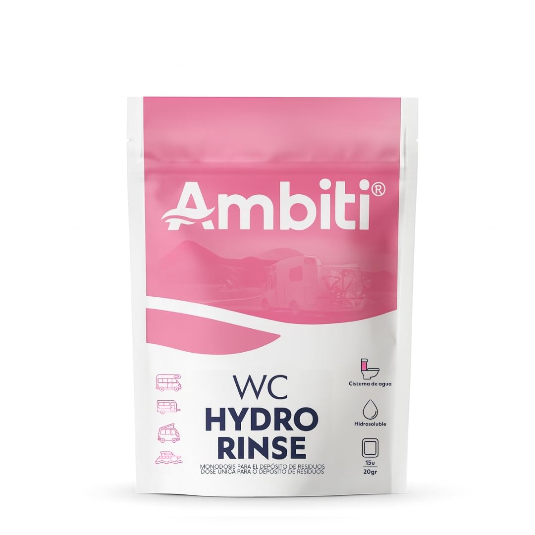 Ambiti | WC Rinse | Monodosis Hidrosolubles para Cisterna de Inodoros Portátiles y Cassettes |Desinfecta y Perfuma en Cada Descarga |Camper,Autocaravana,Caravana y Barco |Piña Colada |15 Ud