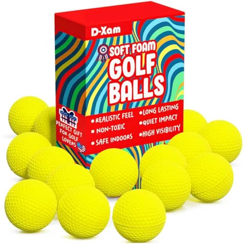 D-Xam Yellow: Foam Golf Balls Bulk Practice Golf Ball Yellow 41mm Soft | Long Lasting & Realistic...