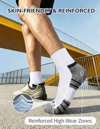 Image of CLOSEMATE 6 Pairs Mens Athletic Ankle Socks Cushioned Running Quarter Socks | Cotton socks with breathable mesh, terry cushion & secure fit for sports, sneakers& daily wear