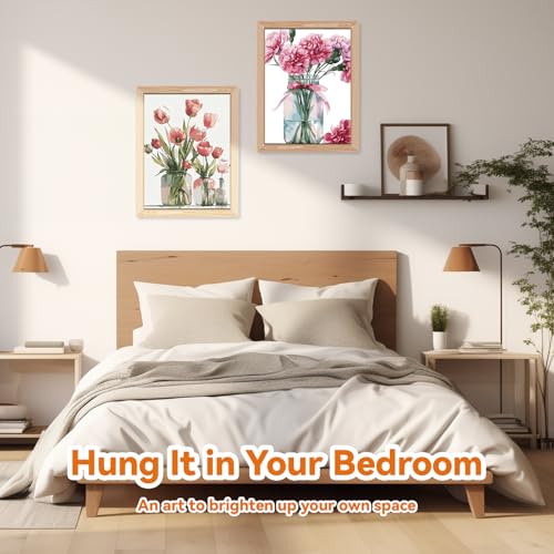 gelrovaled Malen Nach Zahlen Erwachsene, DIY Flower mit Pinseln und Acrylfarben Handgemalt Ölgemälde Leinwand für Home Decor, 30×40CM 2 Pack, (Flower 02)