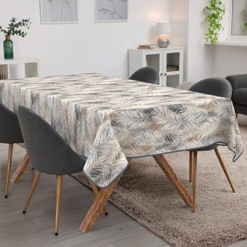 Mantel para interior y exterior con estampado de hojas ANRO rectangular de 180 x 140 cm 8