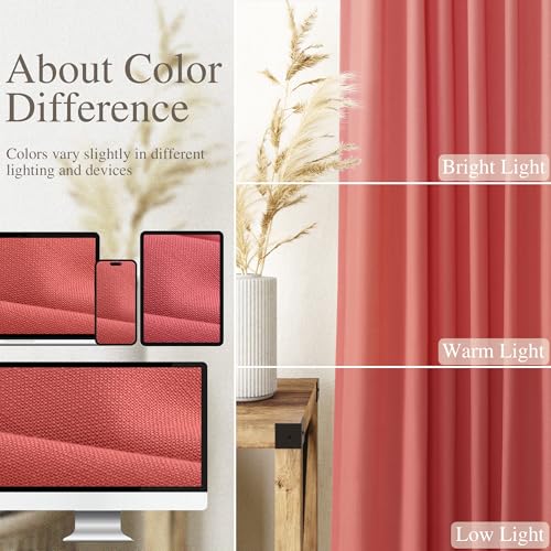 Image of Nanspring Extra Long Linen Curtains 108 Inch 9ft for Living Room Brick Red