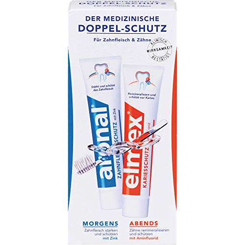 aronal und elmex Zahnpasta Doppelschutz, 2 x 75 ml - Zahncreme für Zahnfleisch und Zähne, schützt vor Karies Cover