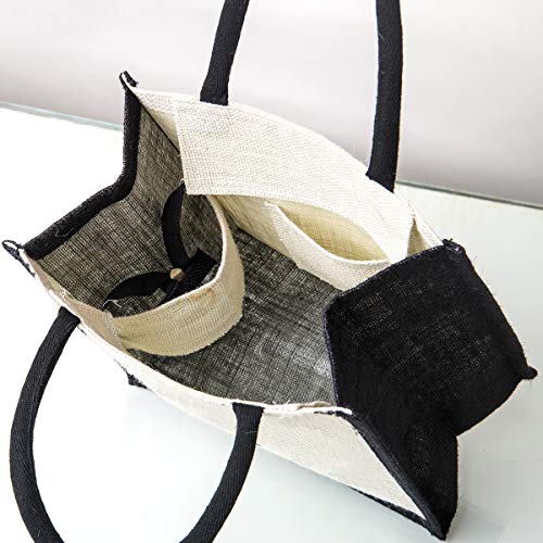 Image of H&B Jute bag for lunch - Tiffin bag for office, lunch bag, bag for men, bag for women, travel bag, tote bag, reusable shopping bag - ZIP, BOTTLE HOLDER - Brush Stroke