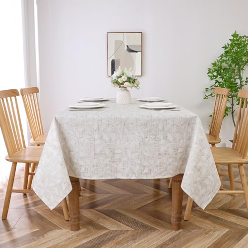 Randall Abstract Leaf Rectangle Tablecloth 60x108 Inches Wrinkle Free and Dusty Proof Floral Colorful Decorative Oblong Table Cover Cloth for Cafe Home Kitchen Dinning Room (8-10 Seats, Beige,1 Piece) by Randall - Image 2