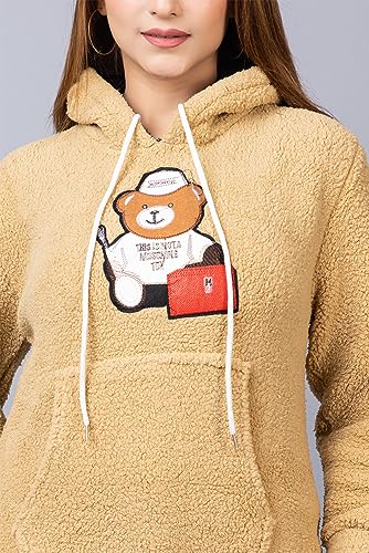 Image of Wear lusso Women Wool Blend Hooded Neck Sweatshirt with Hoodies | Full Sleeves Women's Winter Wear | Warm & Stylish Hoodie