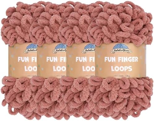 JubileeYarn Fun Finger Loops Yarn - Polyester Jumbo Weight Loop Yarn - 100g/Skein - White - 2 Skeins