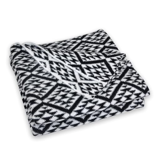 MULNRO Nordic Style Black and White Stripes Throw Blanket for