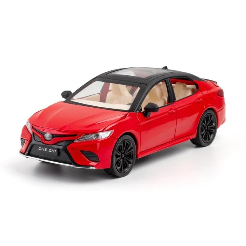Image of New 1:24 Toyot Camry Diecast Alloy Metal Pull Back Car with Openable Doors Music Sound and Light Vehicle Toy Car for Kids Boys (Red)