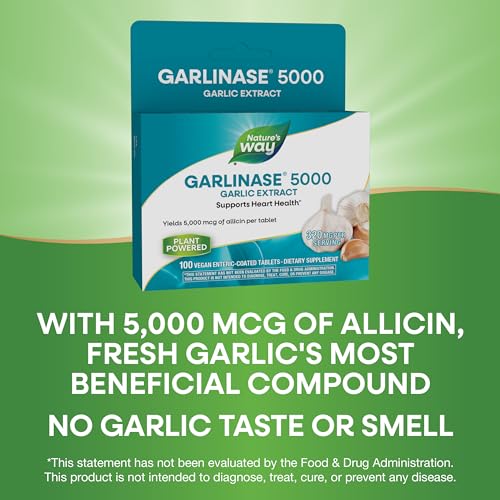 Nature'S Way 08501 Garlinase 5000, Garlic Extract, Supports Heart Health*, Odor-Free, Vegan, 100 Tablets  thumb #3