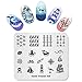 Alexnailart Plaques d'estampage Nail Art Gabarits de gabarit Manucure Océan Bleu Marine Phare de poisson ancre Vague Multi-Pattern Design Stamping Image Outils de pochoir Nail Art