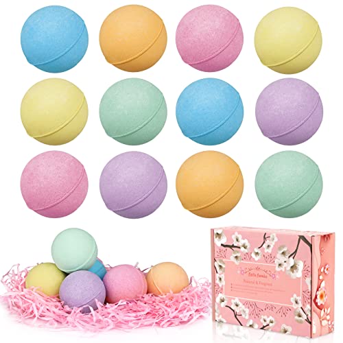 Bath Bombs, Linkax Handmade 12 Counts Bathbombs Gift Set, Spa Bubble Bath Bomb Gift for Mom, Her, Girlfriend, Kids, Beauty Relaxing Gift for Mothers Day Valentines Birthday Christmas Anniversary
