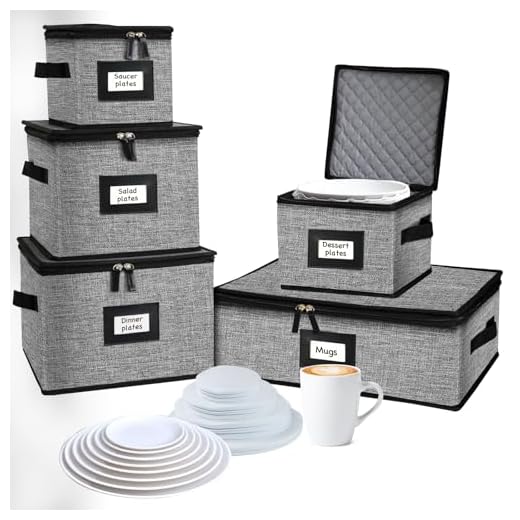5 PACK Quilted Storage Containers for Dishes