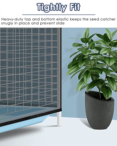 Bissap Bird Cage Seed Catcher, 59-90'' Universal Birdcage Net Nylon Adjustable Elastic Band Stretchy Skirts Mesh Cover For Parrot Cage Seed Guard thumb #5