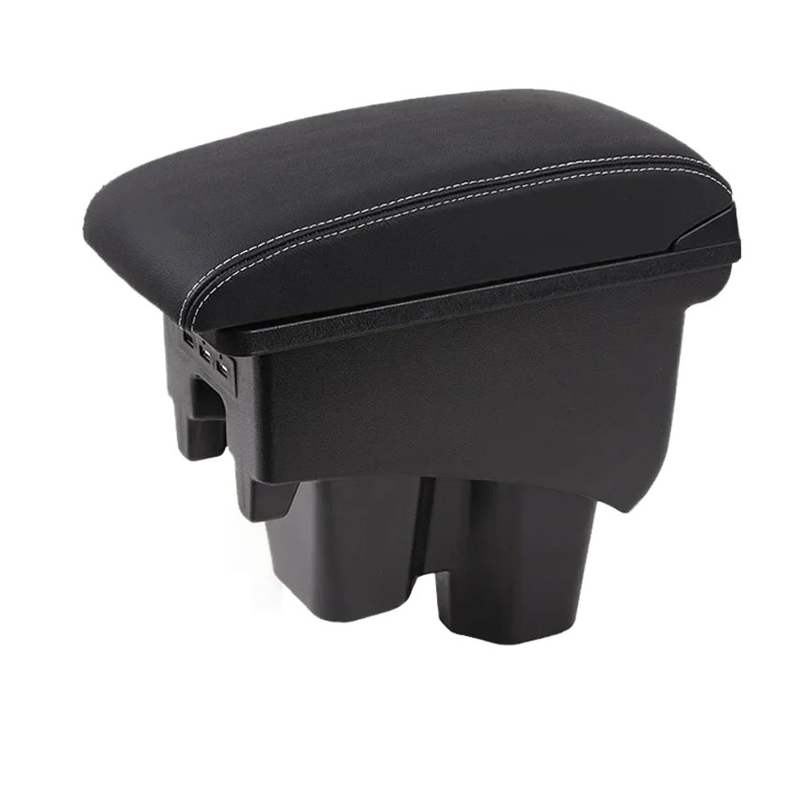 Ggwqoops Car Armrests For City 2012-2018 Car Armrest Heighten Double Layer Storage Box Retrofit Accessories With USB Armrest Box(B3 White line Corium)