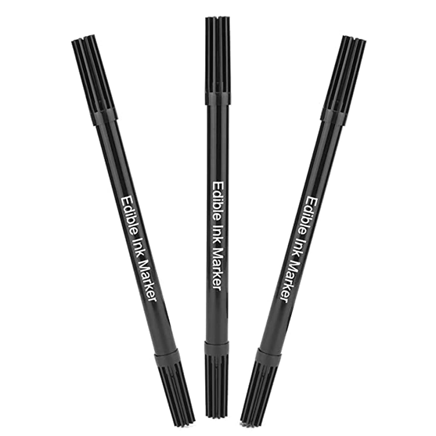 MINGSHIJX Dual Tips Food Coloring Pens，3PCS Black Color Food Grade and Edible Marker,Gourmet Writers for Decorating Fondant,Cakes, Cookies, Frosting, Easter Eggs, Thick Tip and Fine Tip