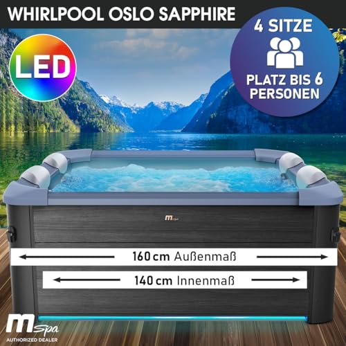 BRAST Whirlpool MSpa Oslo Sapphire Ganzjähriger Einsatz Winterfest | 120 Massagedüsen für 6 Personen | 160x160x65cm In &
