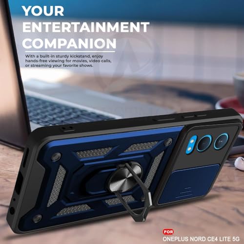 Image of AIBEX Back Cover for OnePlus Nord CE 4 Lite 5G | D10 Tough Armor Case | Sliding Camera Shield | 360 Protection | Kickstand Ring Holder | Military-Grade Shockproof Bumper Case