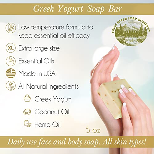 Falls River Soap Company Greek Yogurt Handmade Soap Bar [5 Oz] No Phthalate, Palm Oil - Paraben Free Natural Soap W/Essential Oils, Cucumber & Lime, Organic Shea Butter | Personal Skincare #TOP3