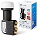 Produktbild hb-digital Quad LNB (Test SEHR GUT *) LNC Kopf 4 Teilnehmer Direkt LTE Protected Satelliten Digital Sat Full HD TV 3D 4K UHD Kontakte vergoldet Wetterschutz Schwarz Black
