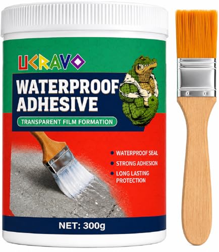 Image of UCRAVO Transparent Waterproof Glue for Leakage 300gm with Brush Roof Leakage Solution Adhesive Epoxy Sealant Crack Seal Agent for Roof,Wall,Tiles,Pipe & Flooring Strong Clear Resin Waterproofing