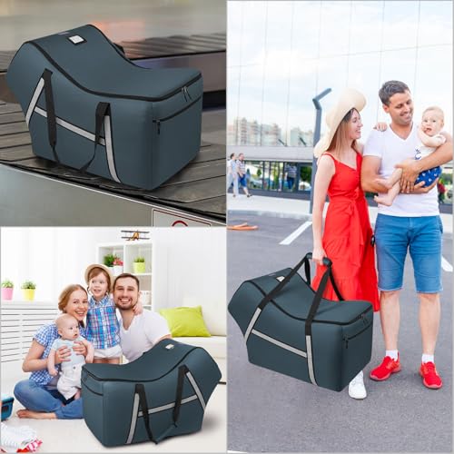Image of Infant Car Seat Travel Bag for Airplane Compatible with All Nuna Pipa Car Seat and Base,Chicco KeyFit 30 and Base, Padded Car Seat Bags for Air Travel,Car Seat Gate Check Bag with Side Pocket, Blue