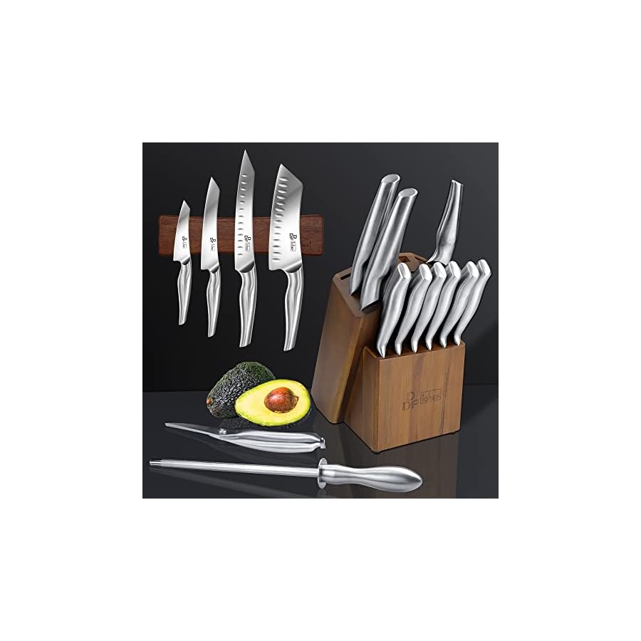 Knife-Sets-for-Kitchen-with-Block-DDF-iohEF-16-Piece-Japanese-Stainless-Steel-Kitchen-Knife-Block-Set-with-Sharpener-Unibody-Silver-Chef-Knife-Set Kitchen Knife Set with Block, DDF iohEF 16 PCS Knife Set for Kitchen with Block Japanese Stainless Steel, Ultra Sharp Chef Knife Set with Sharpener