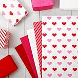 JarThenaAMCS 120 Sheets Valentine's Day Tissue Paper Red Pink White Heart Stripe Gift Wrapping Paper Decorative Art Paper for Bridal Shower Wedding Party DIY Crafts, 14 x 20 Inch