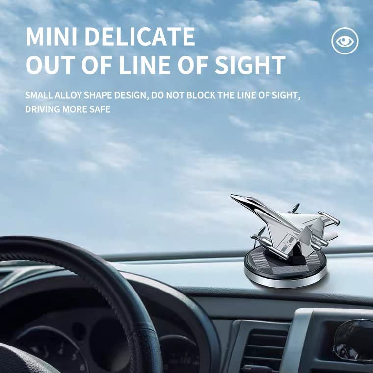 Image of Solar Fighter Plane for Car Dashboard | Aroma Diffuser Air Freshener for Car | Solar Rotating Flag for Car Interior | Interior Perfume Diffuser for Office Desk & Table Decoration