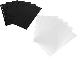 NUOBESTY 10 Folhas Bloco De Notas Preto Fichário Bloco De Notas Clipes Fichário Fichário Sacos De Folhas Soltas Fichário Sacos De Dinheiro Saco Fichário 6 Furos Fichário Malotes Sacos De