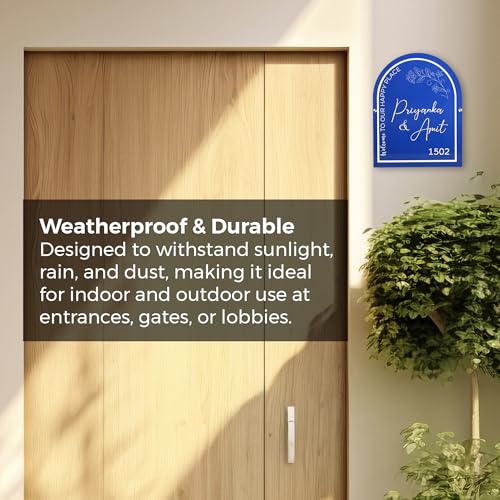 Image of BEE CREATIVE laser Cutting Customise Acrylic Design Name Plate for Home, Office & Indoor Entrance (Our Happy Place) | Modern Acrylic Name Plate for Flats, Apartments & Villas