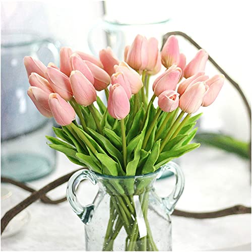 XDLEDMKIZ Flores Artificiales Que Combinan libremente con un Ramo de Tulipanes de imitación Multicolor. Flores de plástico para decoración de Bodas.