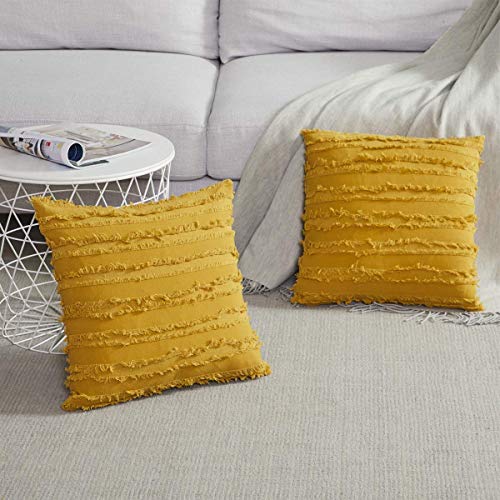 ZAKASA Housse de Coussin Oreiller Taie : Lot de 2 45x45cm Lin Canapé Taie d'oreiller pour Salon Chambre Lit Canape Protecteurs de Coussin Classic Decoration