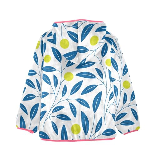 OTVEE Blue Plants Leaves Kids Hoodie Jacket Fall Spring Full Zip Warm Outwear Coat2