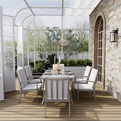 7 Piece Aluminum Patio Dining Set for 6 with Washable Cushions