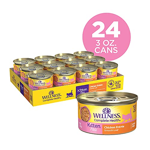 Wellness Complete Health Kitten Canned Wet Cat Food, Chicken Pate, 3