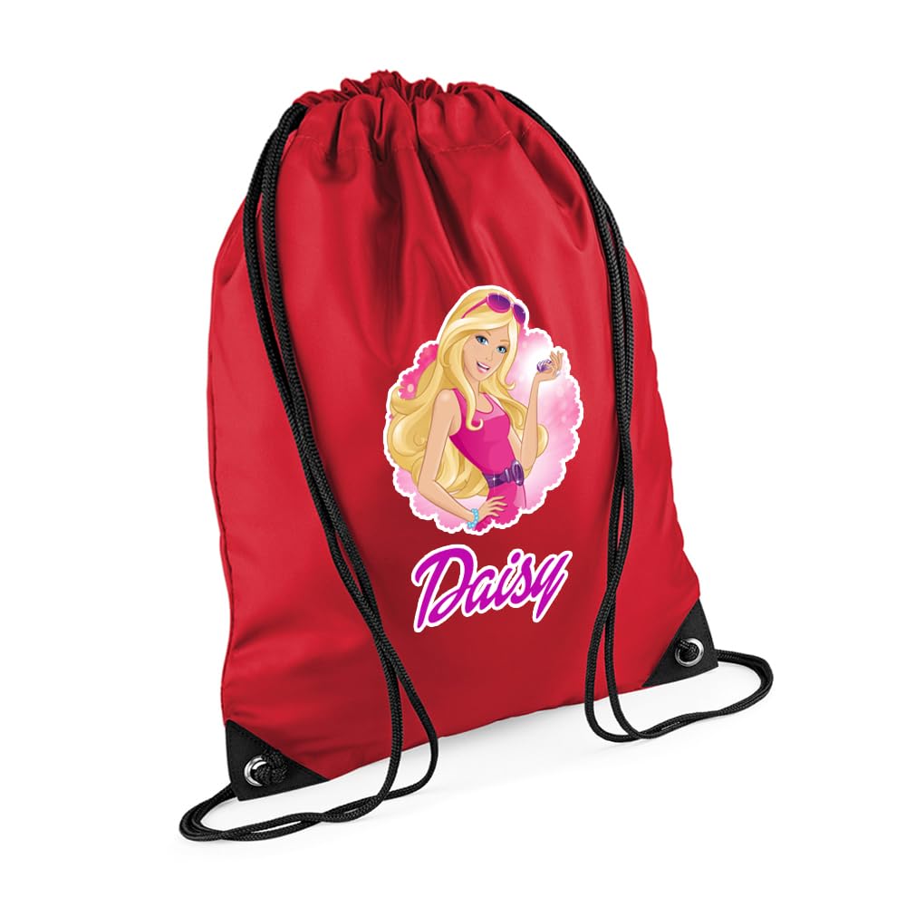 Doll Bag Gift For Girl, Personalised Backpack, Back To School Gift, Bagpack, Drawstring Bag, PE Gym Kit, Swimming, Sport Rucksack. (Classic Red)