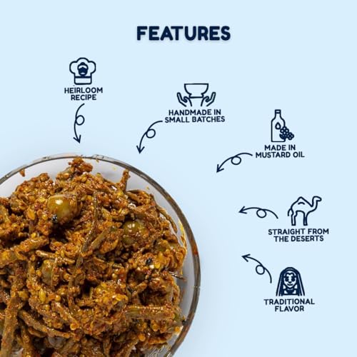 Image of Being Bania Premium Ker Sangri Pickle - 250g in glass jar | Homemade Handmade mix achar | Kair pickle | Marwari Rajasthani delicacy pickle | Teet Dela Panchkutta