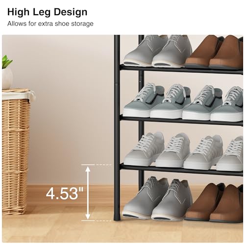 Image of STO STO Expandable Shoe Rack, 5-Tier Metal Shoe Rack for Closet, Up to 24 Pairs Adjustable Shoe Rack Storage for Front Door Entrance, Free Standing Shoe Rack Organizer for Entryway, Black