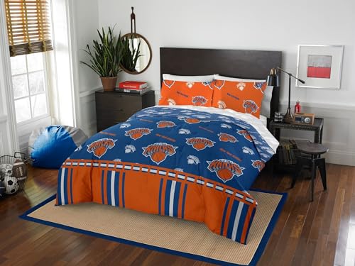 Northwest The Company NBA New York Knicks Rotary Queen Bed in a Bag Set, Blue, Queen