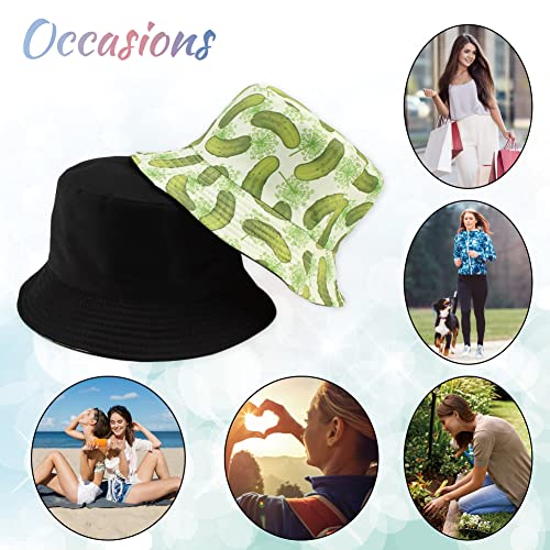 Image of Reversible Bucket Hat for Women Summer Travel Fisherman Cap, Girls Cute Double Side Wear Bucket Cap