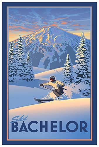 Ski Bachelor Oregon Giclee Art Print Poster from Travel Artwork by Artist Paul Leighton 12" x 18"